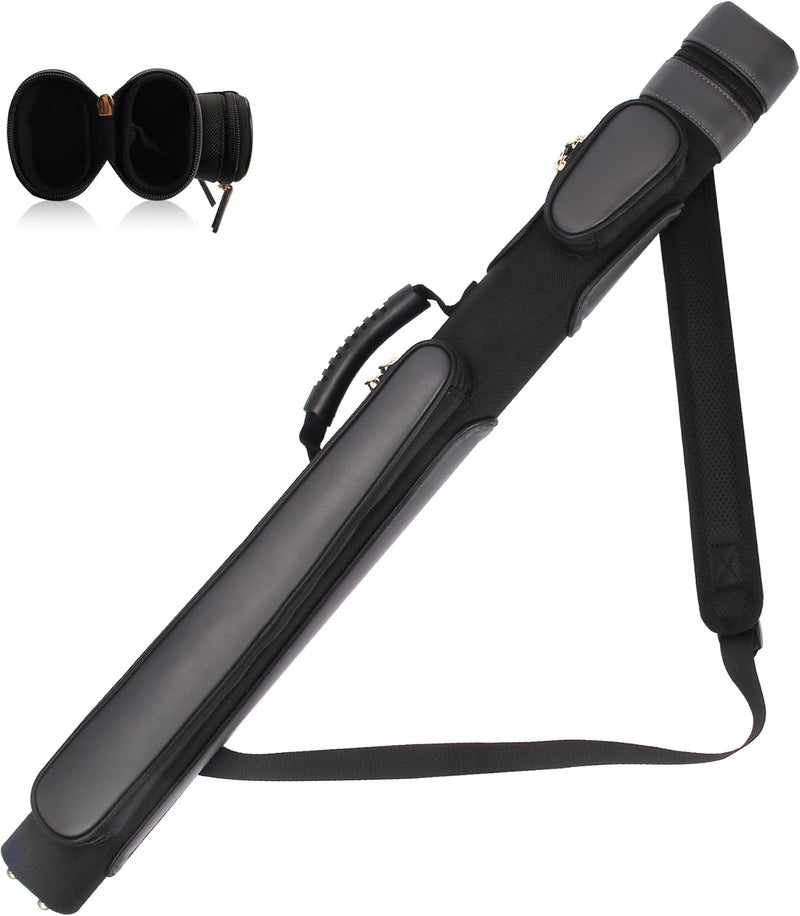 Yautja Pool Cue Case, Hard Pool Stick Case 1x1, Holds 1 Complete of 2-Piece Cue, with 2 Zipper Pockets, Soft Shoulder Strap Handle, Waterproof PU Billiard Stick Bag, Billiards Pool Accessories for Man Women - Image 1